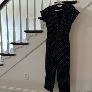 Women’s black and grey polka dot jumpsuit